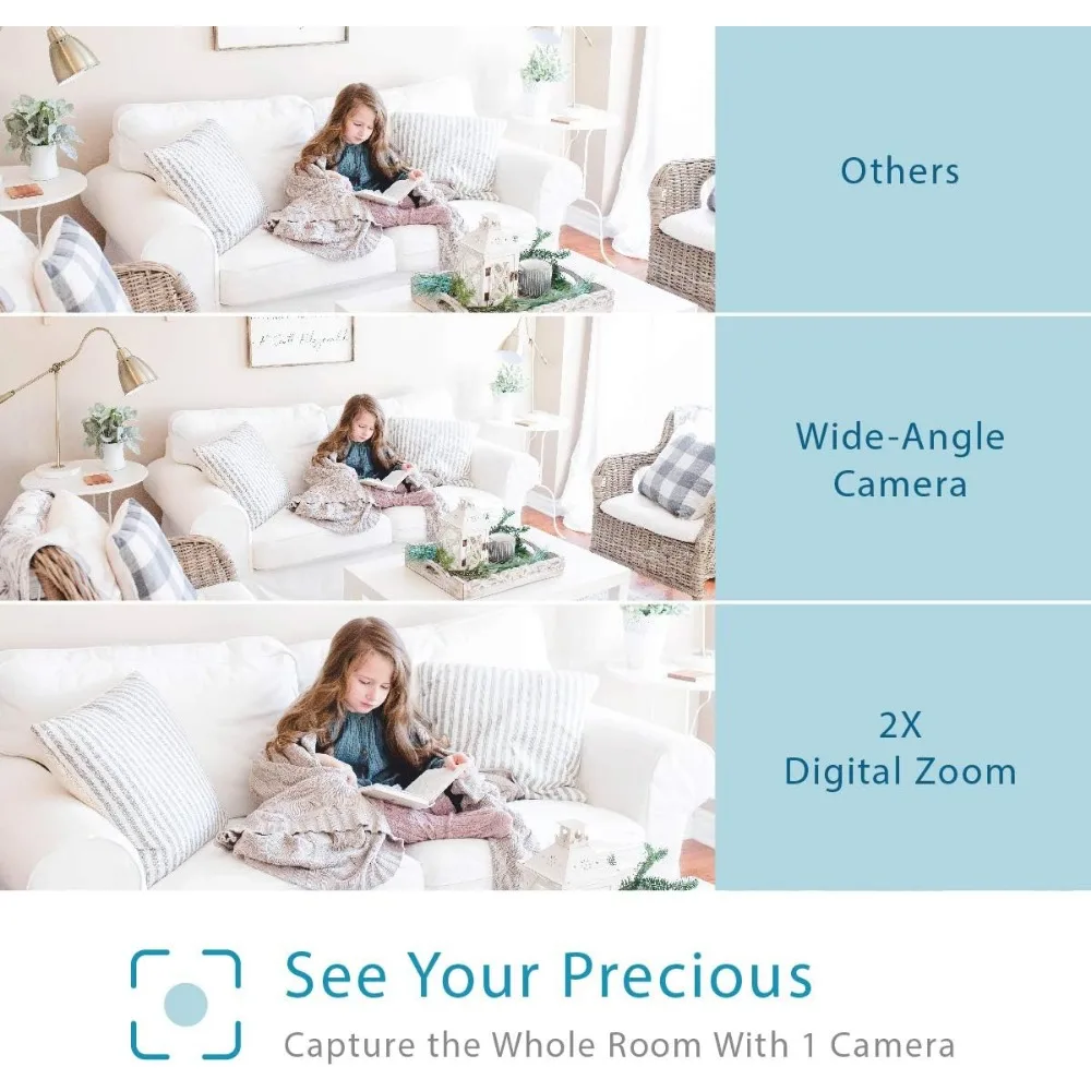 Low EMF 5" HD Auto Noise Reduce Baby Monitor with 2 Cameras.No WiFi Long Range, Split Screen, 2-Way Talk, Lullaby, Auto Night Vi