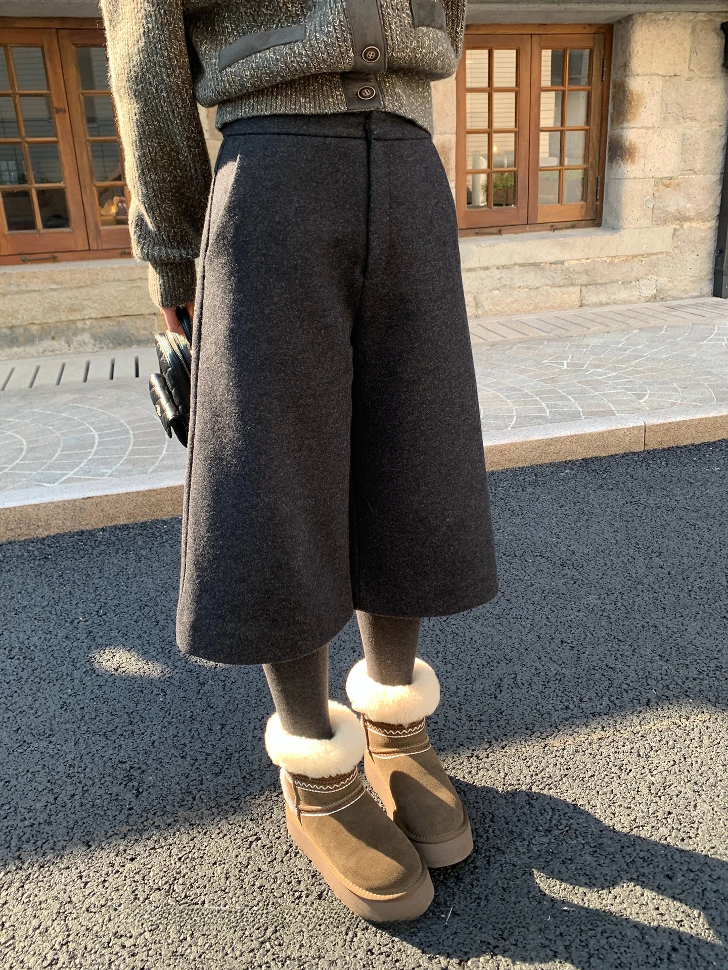 

Шерстяные прямые брюки для женщин, зимние, утепленные, свободные, с высокой талией, повседневные, утягивающие, Lin2 33rd Street Corner