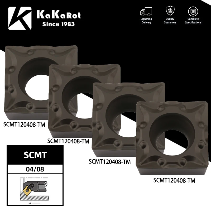 KaKarot 10pcs Carbide Insert SCMT120404 SCMT120408 Steel Stainless Steel Turning Tool Holder Boring Bar CNC Cutter