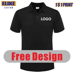 Elike-Homens e Mulheres Casual Polo, Logotipo Personalizado Impresso, Imagem de Texto, Marca, Bordado, Design Pessoal, Respirável, Top, Verão