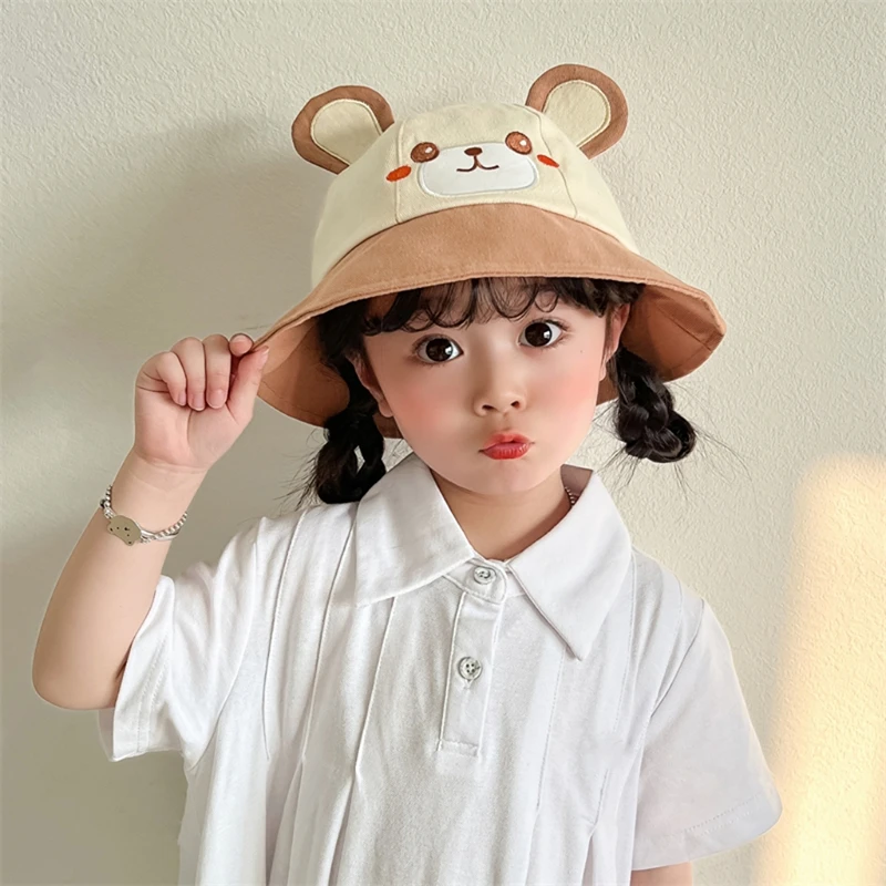 Summer Cotton Kids Sun Hat Children Outdoor Rabbit Ear Beach Caps Boy Girl Panama Hat Unisex Beach Bucket Hats Bunny Hat 3-8Y