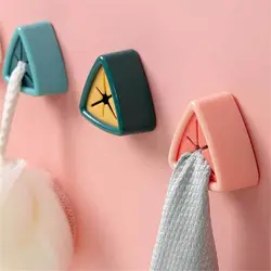 Creative Triangle Towel Holder Bathroom Kitchen Self Adhesive Cloth Plug Wash Cloth Clip Wall Mounted Towel Storage Racks