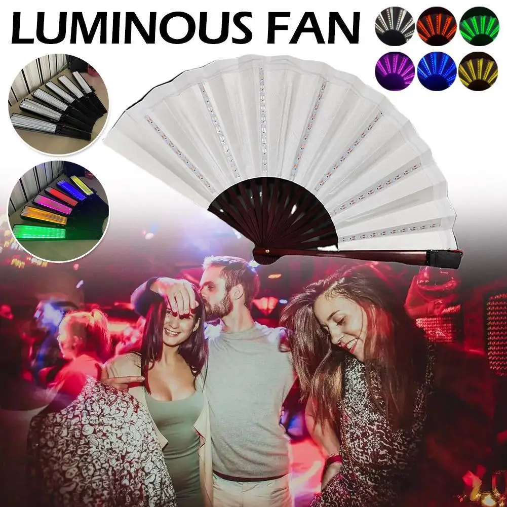 

1pc Luminous Folding Led Fan Dancing Light Fan Holiday Props Night Neon Deco Bar Show Rave Festival D4t2