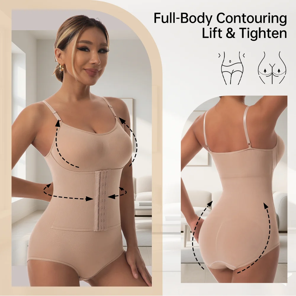 Women's Sexy Button-Down Belt Bodysuit Shapewear Tummy Control Slimming Corset Fajas Waist Trainer Bandage Underbust Compression