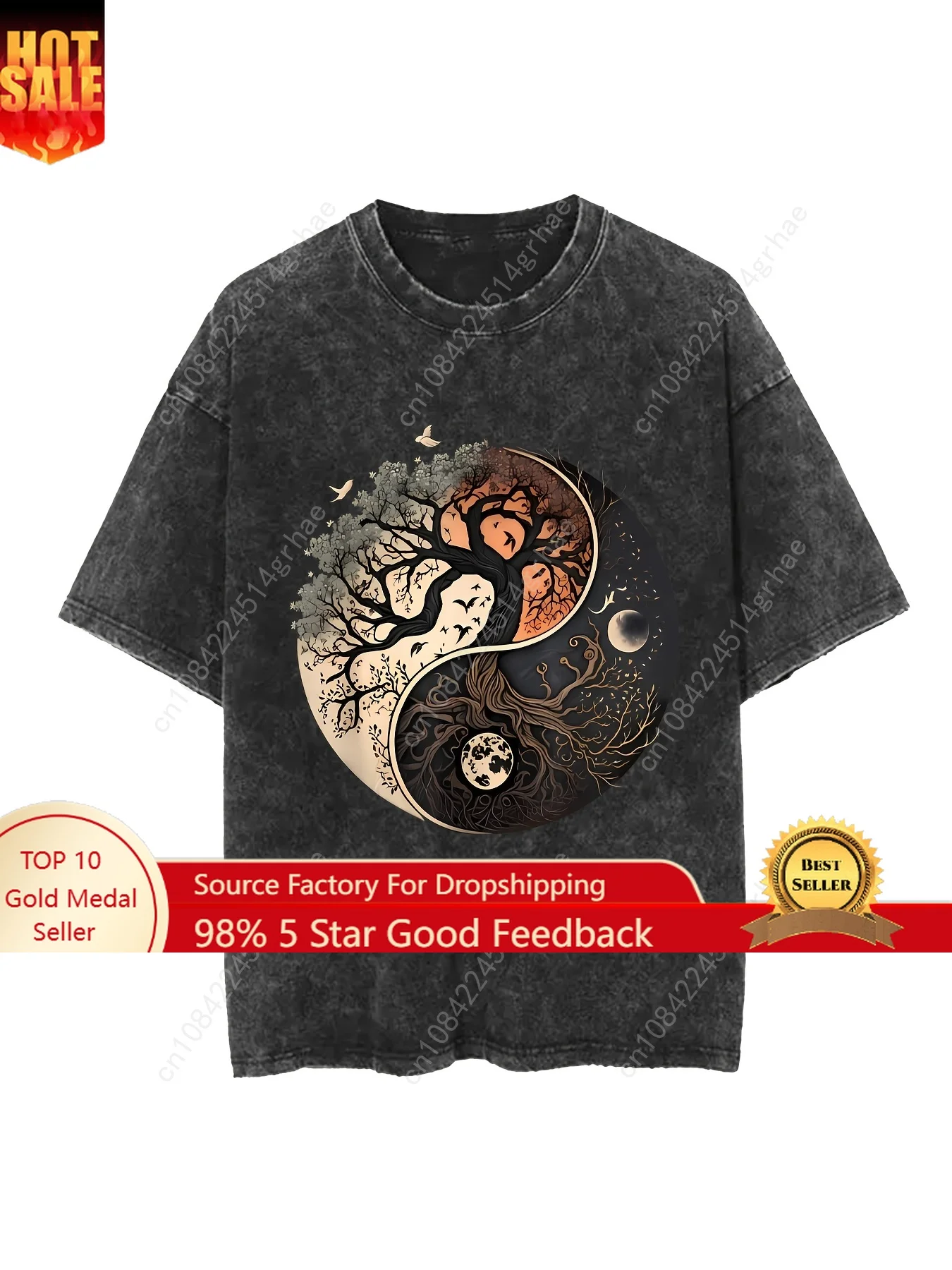 

Tai Chi Bagua printed casual stylish and loose T-shirt made of pure cotton with a high-quality short-sleeve design