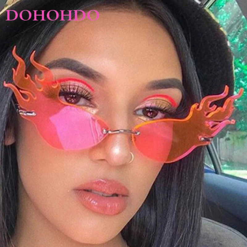 

Retro Rimless Blaze Women Sunglasses Fashion Luxury Designer Sunglass Men Outdoor Summer Traveling Party Eyewear Ladies UV400