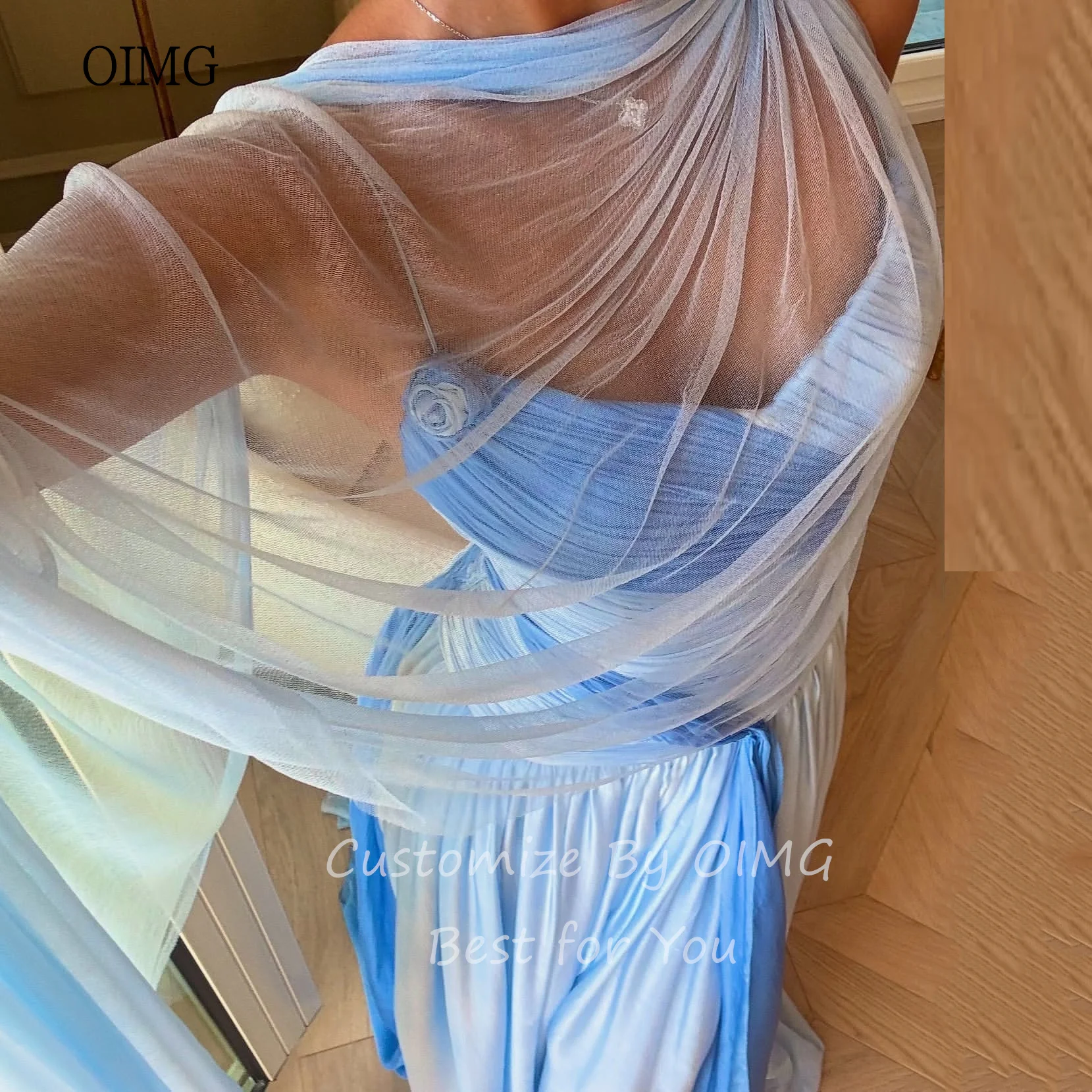 OIMG Maxi-Abschlussballkleider mit Spaghettiträgern in Kontrastfarbe, A-Linie, Partykleid, bodenlanges Abendkleid, gleicher Stil wie Kelly Maßgeschneidert