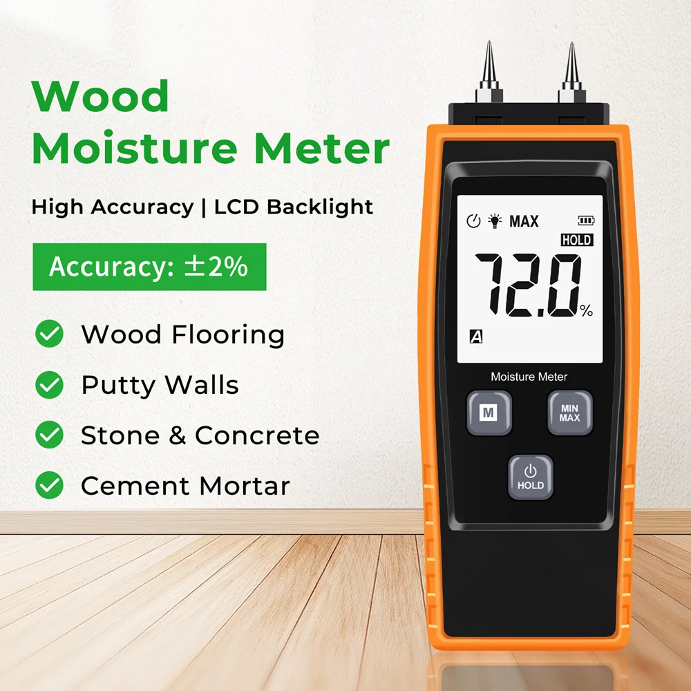 Handheld Digital Wood Moisture Meter Timber Damp Hygrometer Woodworking carton Building Material Tree Density Humidity Detector