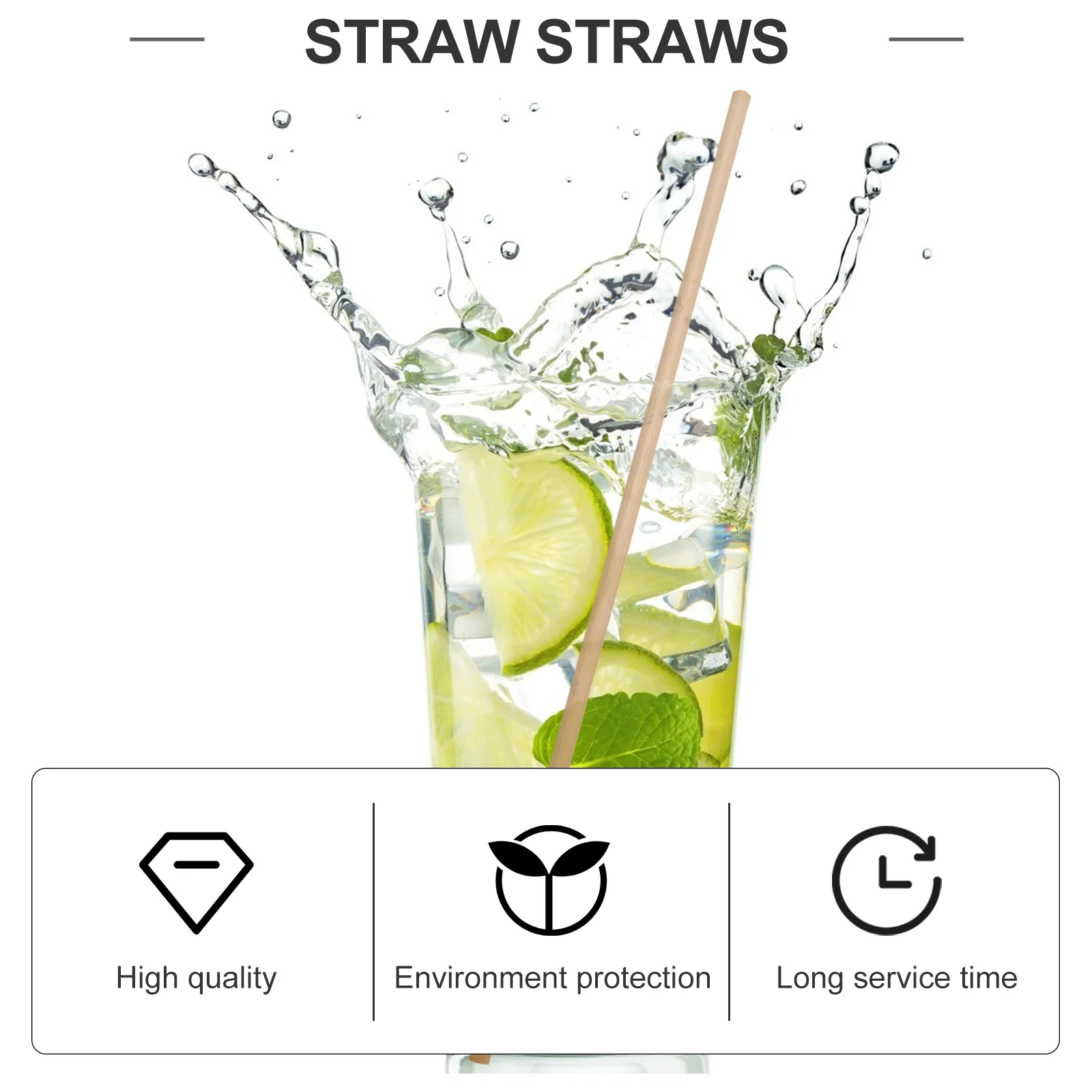 100 Pcs Straws Practical Party Supplies Natural Smoothie Festival Mild Pipet Khaki