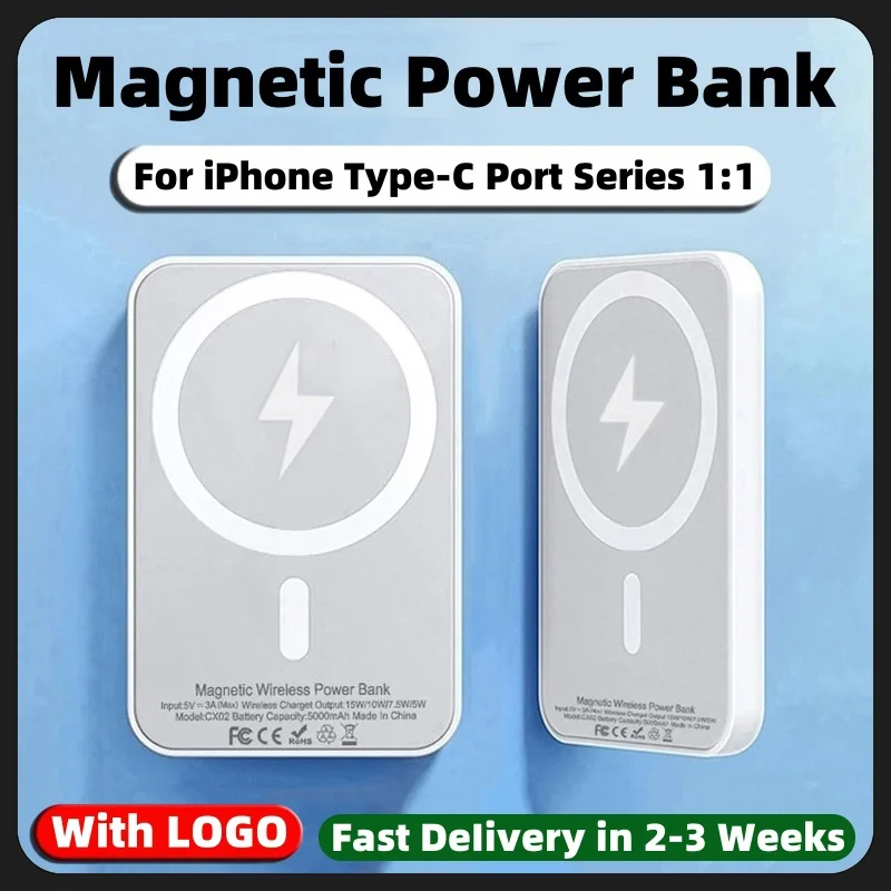 Magnetic Power Bank Type-C Port For Apple External Auxiliary Spare Battery Pack Portable Wireless Charger for Magsafe Powerbank