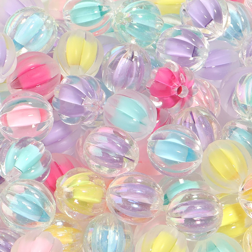 

Прозрачные матовые круглые бусины в форме тыквы для изготовления ювелирных изделий, 50 шт./партия, цветные акриловые бусины-разделители для самостоятельного изготовления браслетов и ожерелий