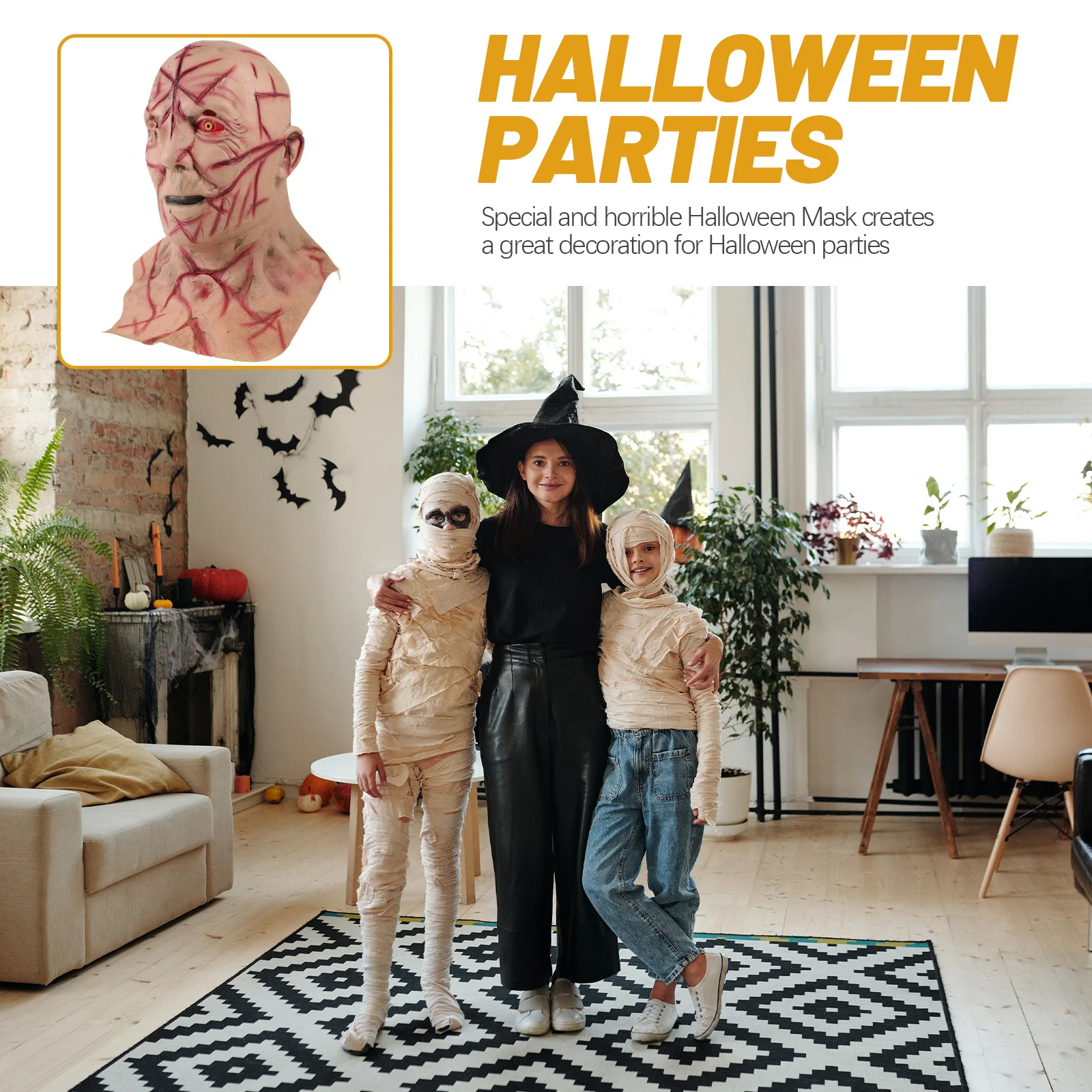 

Halloween 3D Face Mask Creepy Bloody Horror Scary Mask for Cosplay Party Performance Scary Masks Realistic Masks for Halloween