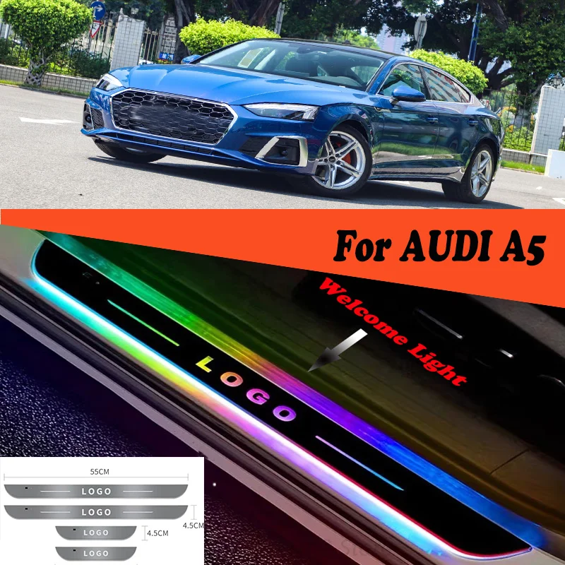 

For Audi A5 Car Door Sill Light Customized Logo LED Welcome Threshold Pedal Lamp Accessories