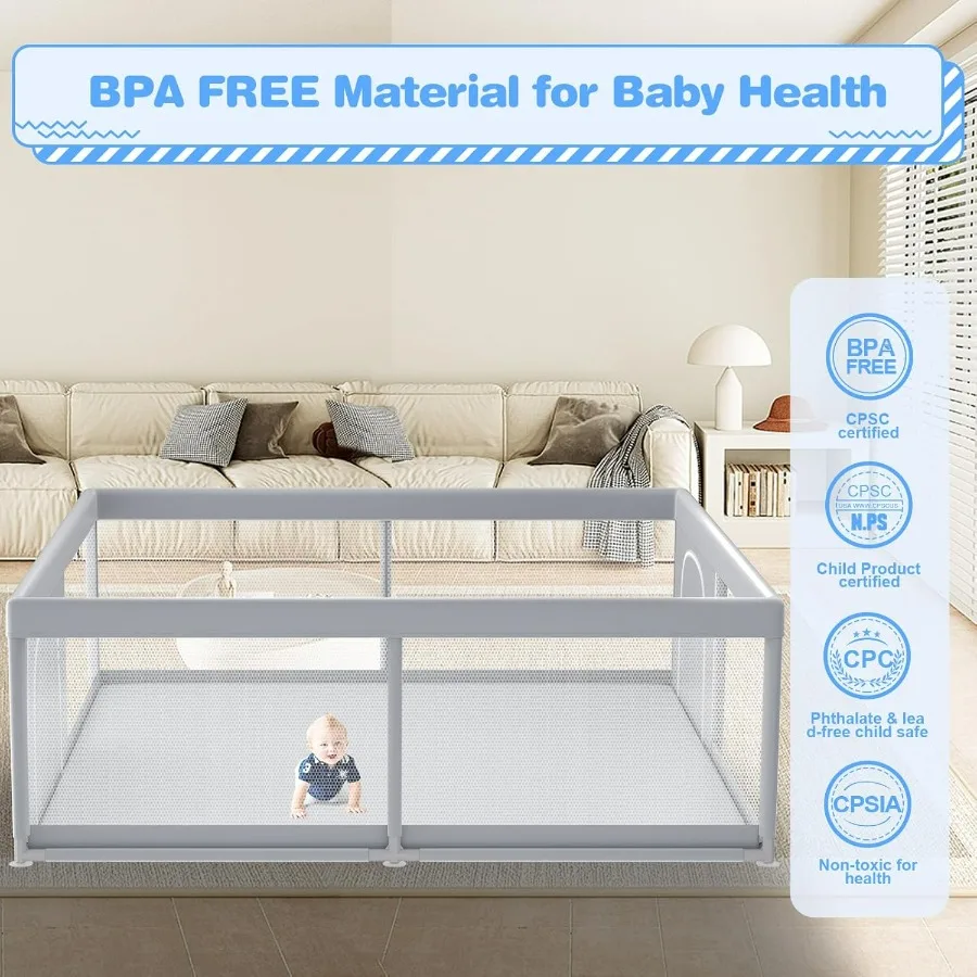 Box per bambini da 79 x 79 pollici per uso interno ed esterno Area gioco sicura e spaziosa per i più piccoli con tessuto delicato sulla pelle e morbido