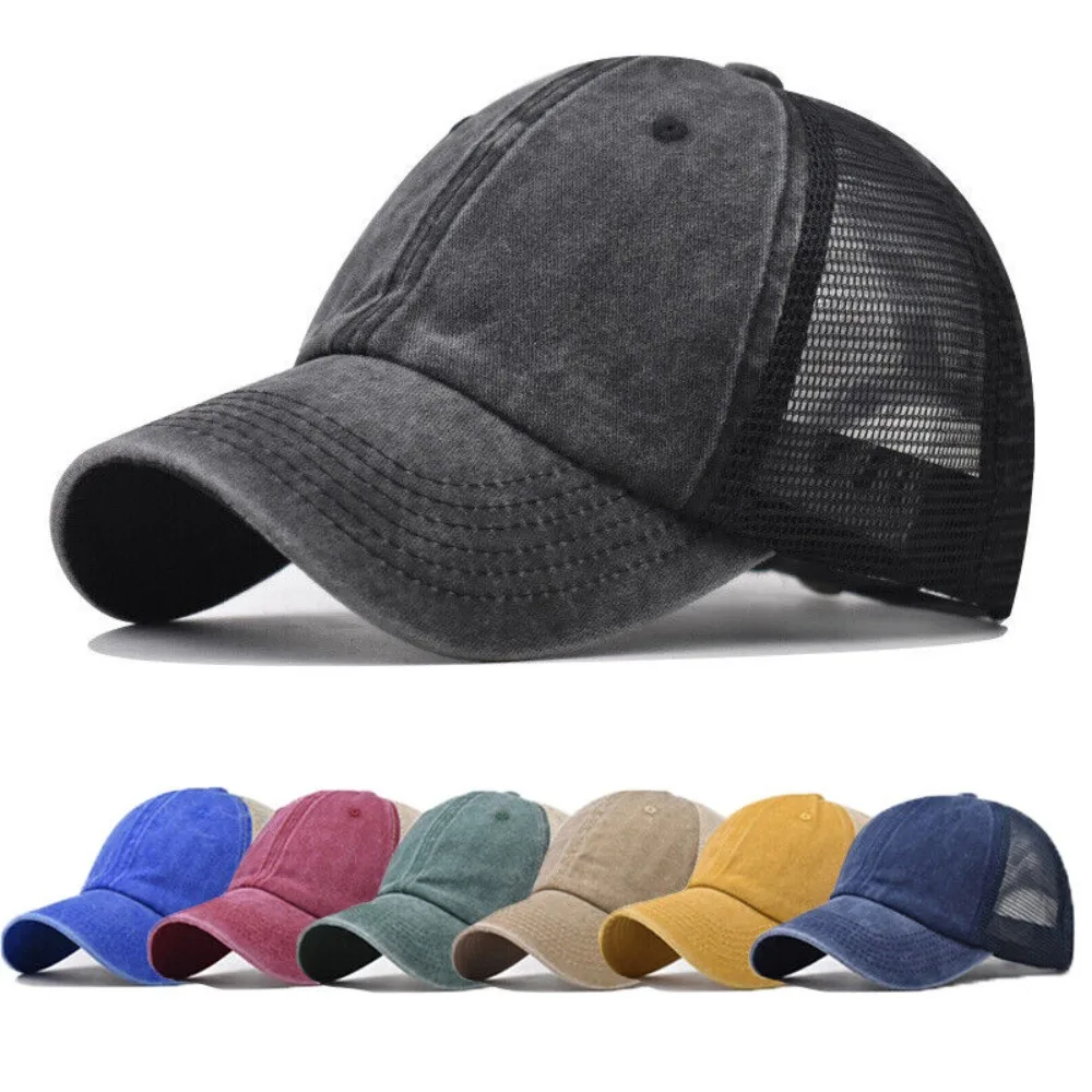 

Washed Cotton Baseball Cap Vintage Breathable Denim Hip Hop Caps UV Protection Visor Sport Hat Women