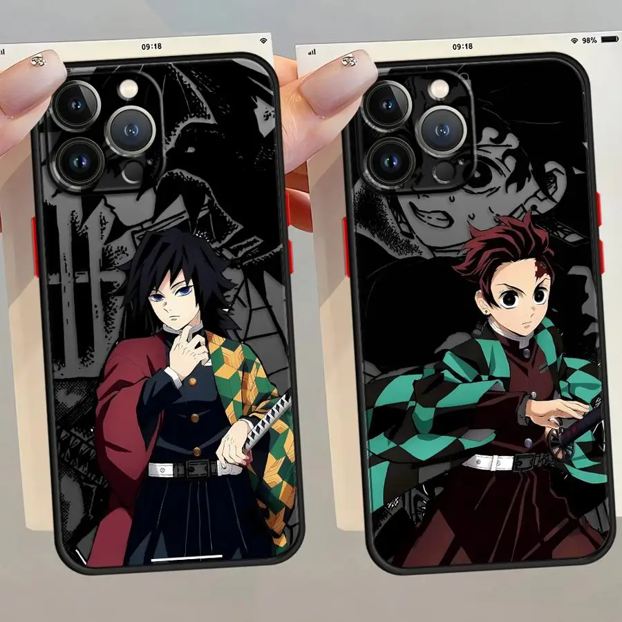 Funda para iPhone 17 Pro Max XS XR Air 13 Mini 7 8 SE 16 Plus 11 14 15 12, Carcasa Trasera para Teléfono con Diseño de Anime Demon Slayer