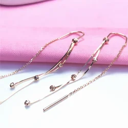 Light Luxury Simple New in Soft Chain Tassel Ear Line Earrings for Women Small Round Bead Tassel Earings Wedding Jewelry