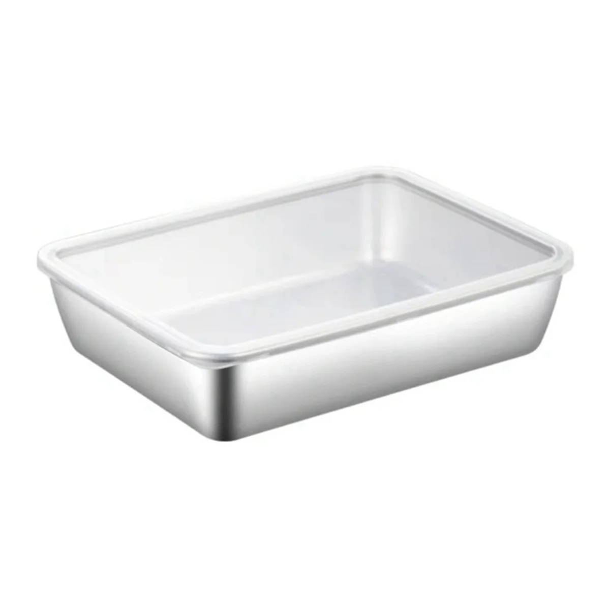 Stainless Steel Refrigerator Crisper Food Storage Box with Plastic Lid Prepare Seafood Fruit Vegetable Picnic Box L