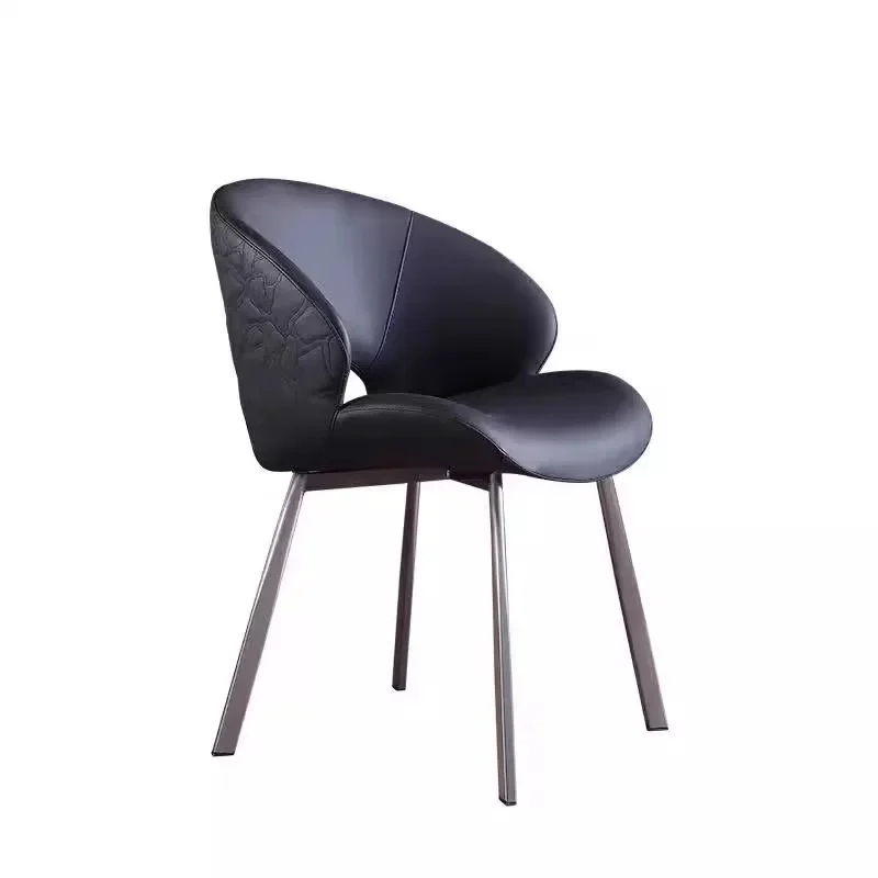 

Italian minimalist dining chair Modern minimalist back chair Nordic light luxury designer hotel home restaurant leather chair