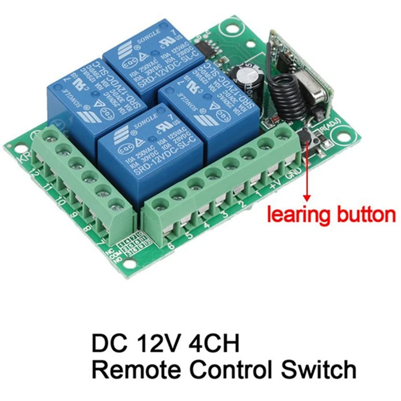 Ingenious-DC 12V 4CH 4 CH Wireless RF Remote Control Light Switch Radio Receiver Module+Transmitter Garage Doors/Lamp
