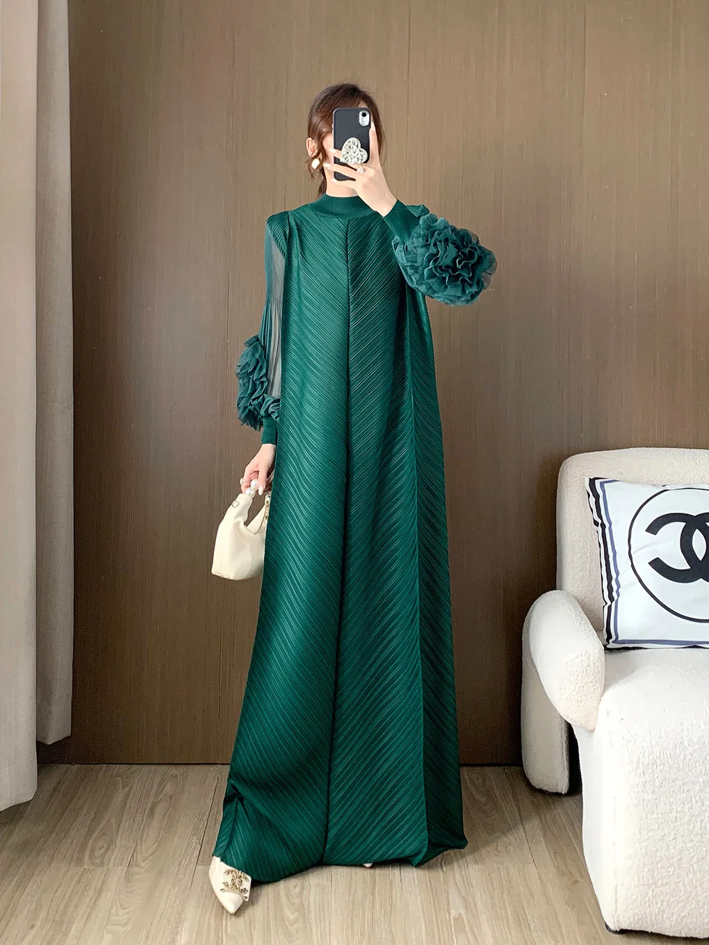Miyake Pleated Heavy Industry Flower Disc Geometric Pleated Dress Versatile Age-reducing Mother Outfit 2025 for Women