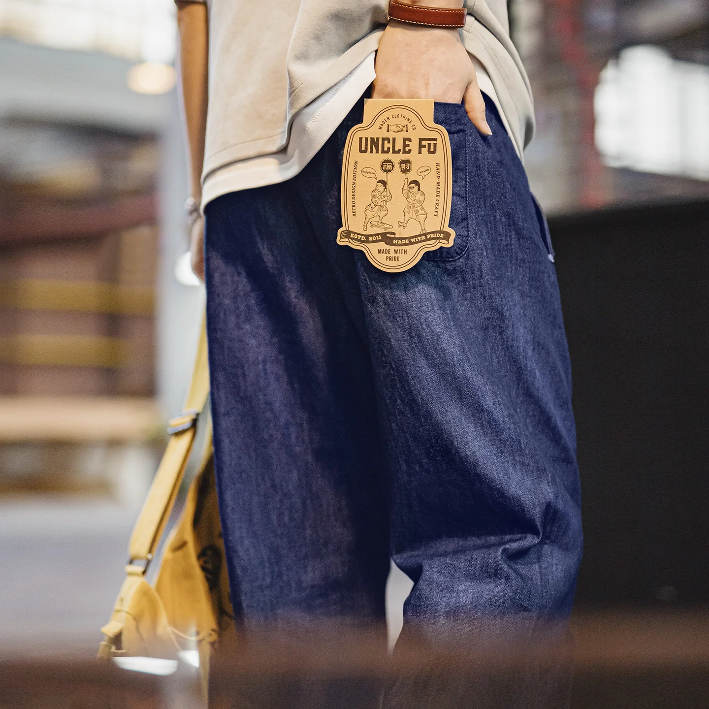 

Мужские винтажные джинсы Maden, синие, легкие, свободного кроя, прямые, широкие штанины, на молнии, повседневные, весна-лето