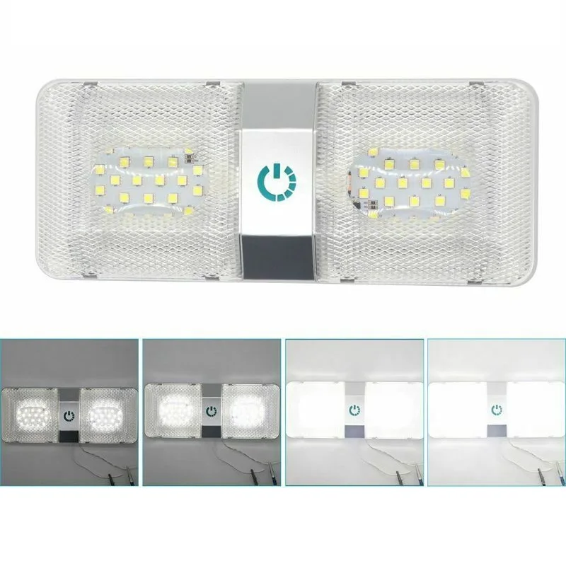

LED White Double Dome Lamp For Camper RV 12V Car Truck Trailer Interior Roof Lamps 48 Led Ceiling Lights Motorhome Accessories