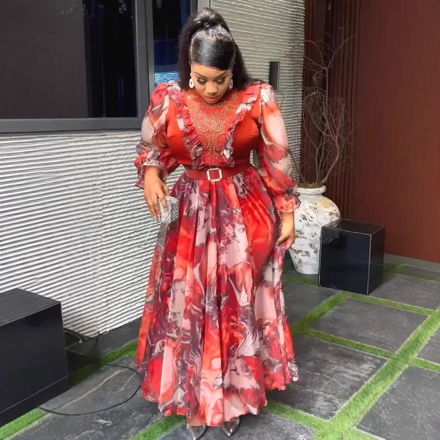 

African Evening Dresses for Women Elegant Turkey Muslim Wedding Party Long Dress Ankara Ladies Clothing Plus Size Luxury Gown