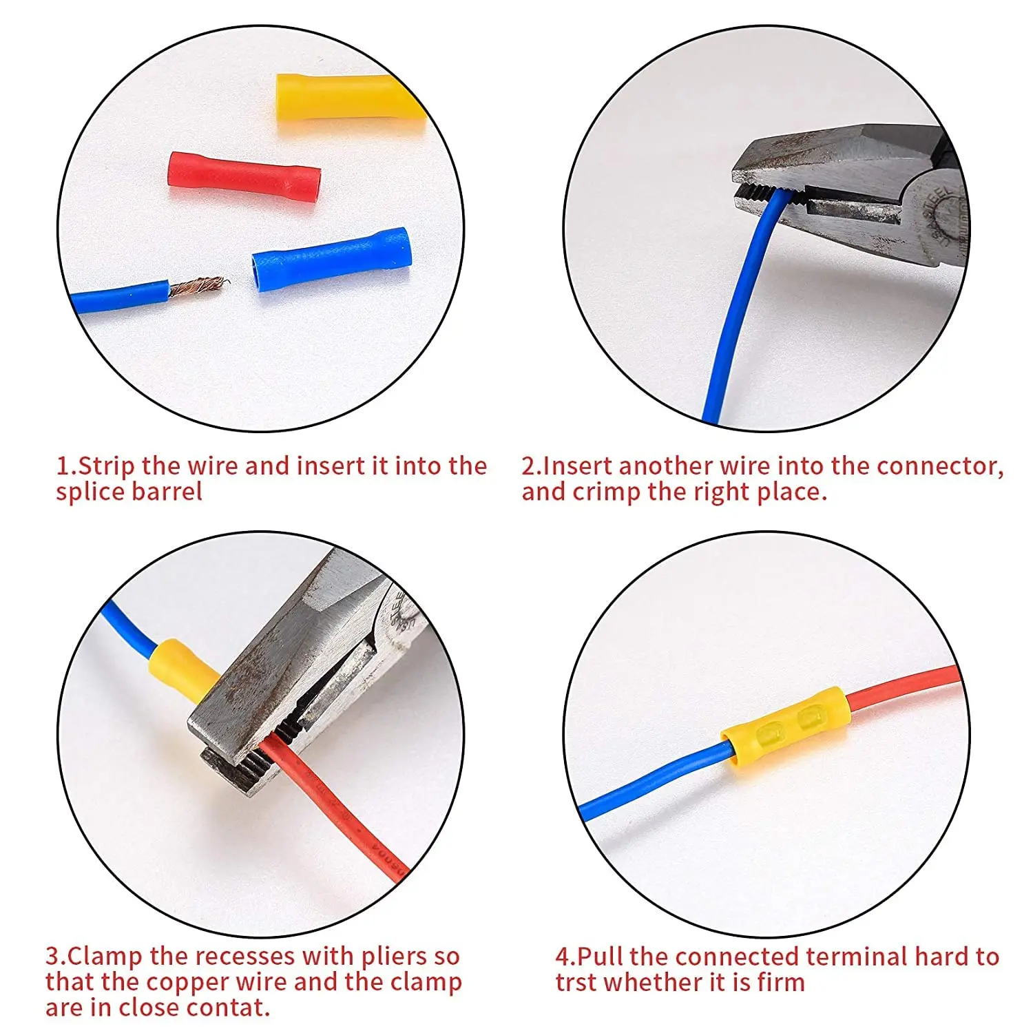 50 قطعة مجموعة موصلات المؤخرة الكهربائية بعقب لصق تجعيد موصلات الأسلاك متنوعة معزول الكهربائية محطة الأسلاك المستقيمة