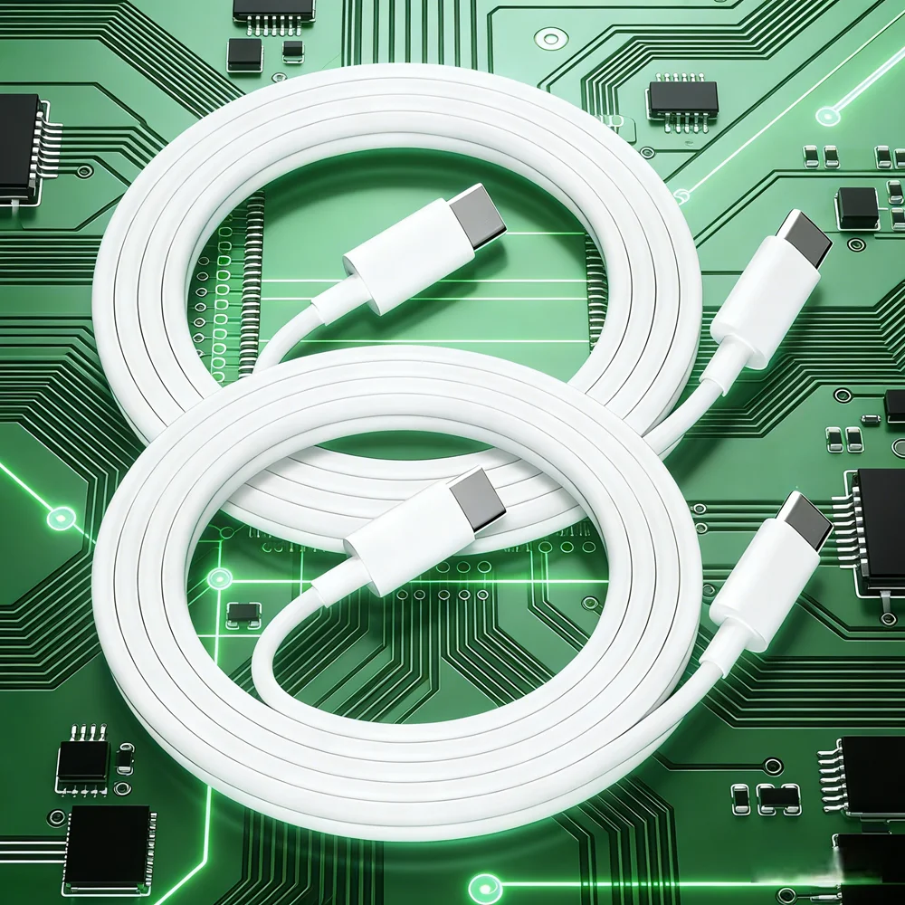 2Pack 3M High Speed USB-C Fast Charging Cable, White Dual Type C Data Sync Cord for Mobile Phone Tablet