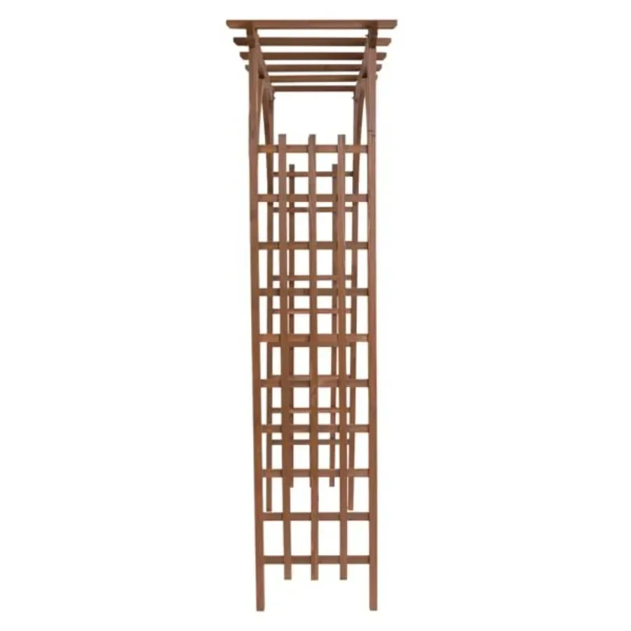 Elegant Dark Brown Wooden Arch Trellis for Climbing Plants, Flat Top Outdoor Arbor for Roses, Vines, Vegetables, and Decorative