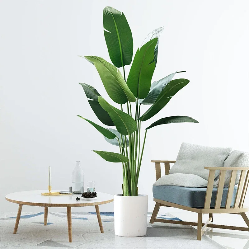 200cm Tropical Plants Large Artificial Tree Potted Fake Banana Leaves Big Silk Palm Leaf For Home Outdoor Office Shop Room Decor