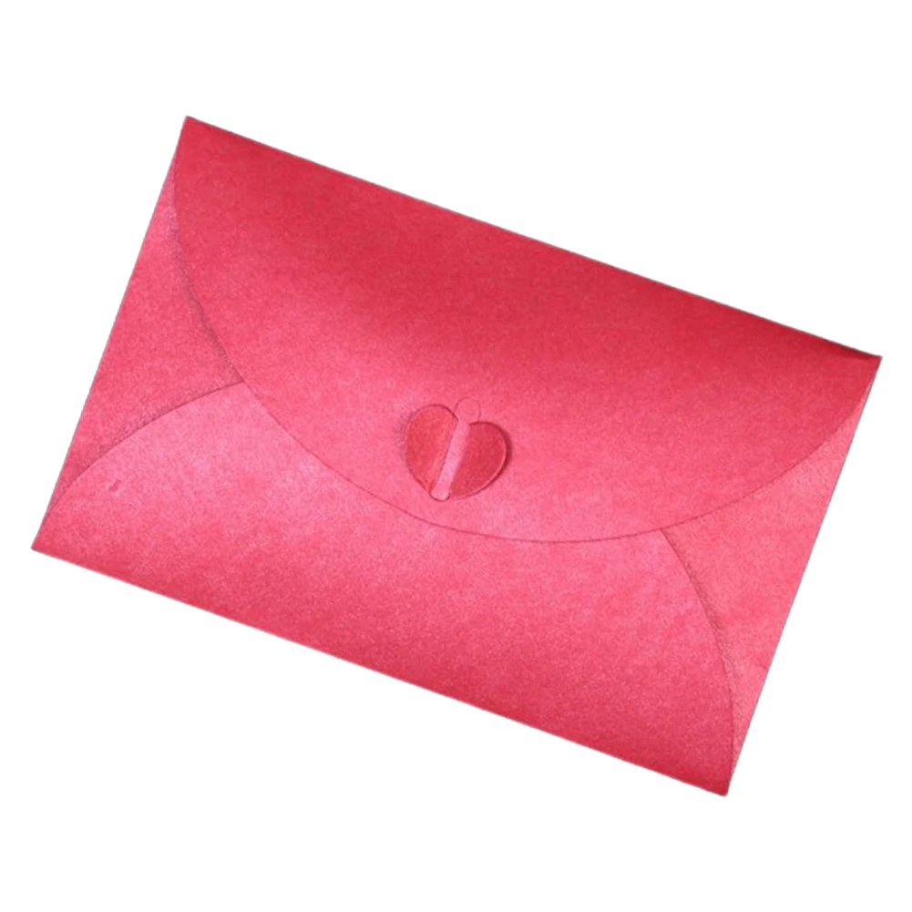 10pcs Small Greeting Card Name Card Envelope Hot Stamping Love Pearlescent Paper Mini Red Packet Envelopes 10.5*7cm