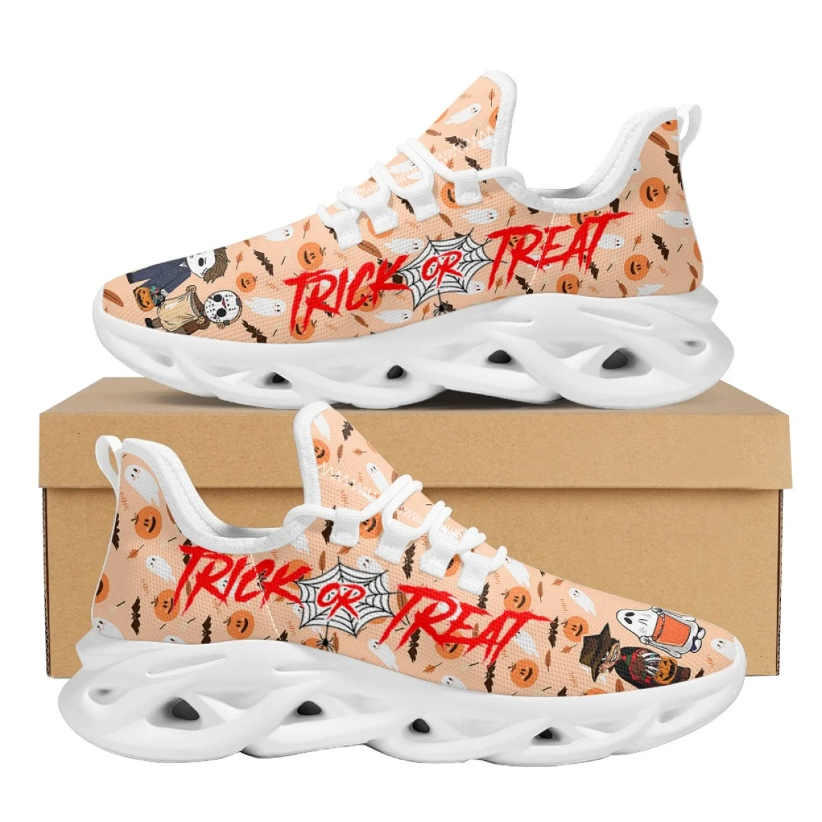 INSTANTARTS Horror Movie Character Sneakers Trick or Treat Design Women's Running Shoes Wear Resistant Footwear Size 35-48 Flats