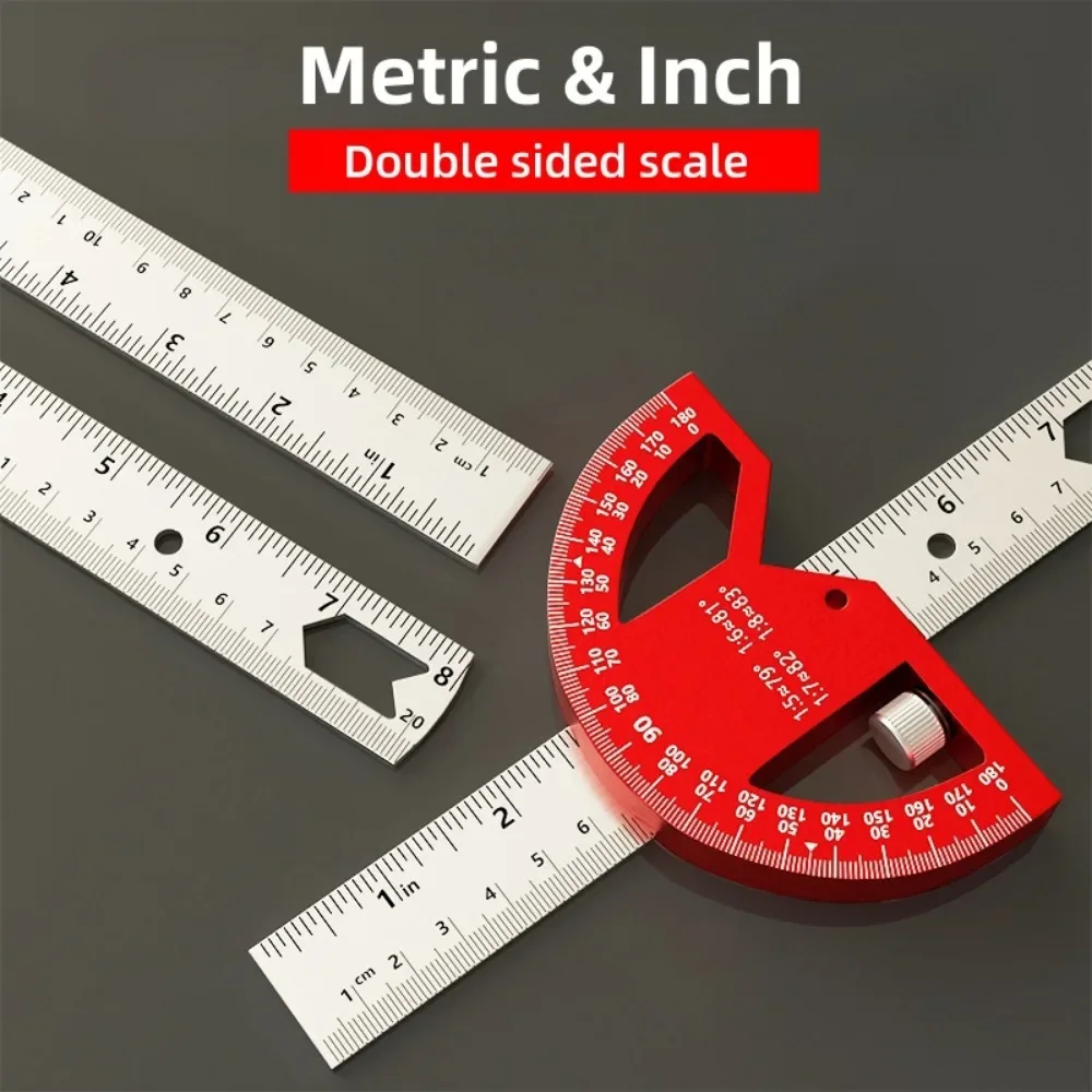 Angle Ruler Protractor tool for Carpenters with 0-180 Degrees Measuring Woodworking Tools Adjustable Construction Protractors