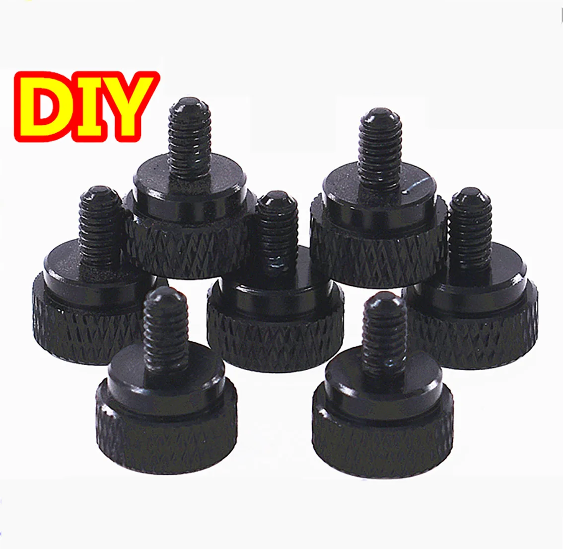 5Pcs Black Thumb Screw M4*7mm Aluminum Alloy Flat Head Knurled Step Hand Tighten Bolts Camera DIY Parts