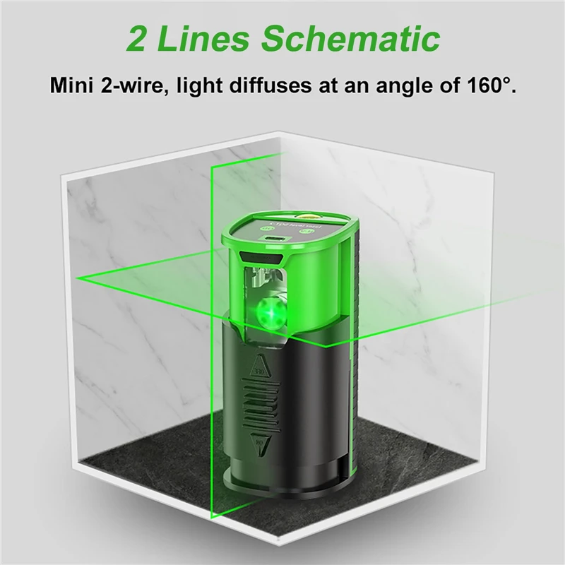 

Mini Laser Level Portable Laser Level Meter 2 Lines Horizontal And Vertical Cross Lines Powerful Green Laser With Charging Cable