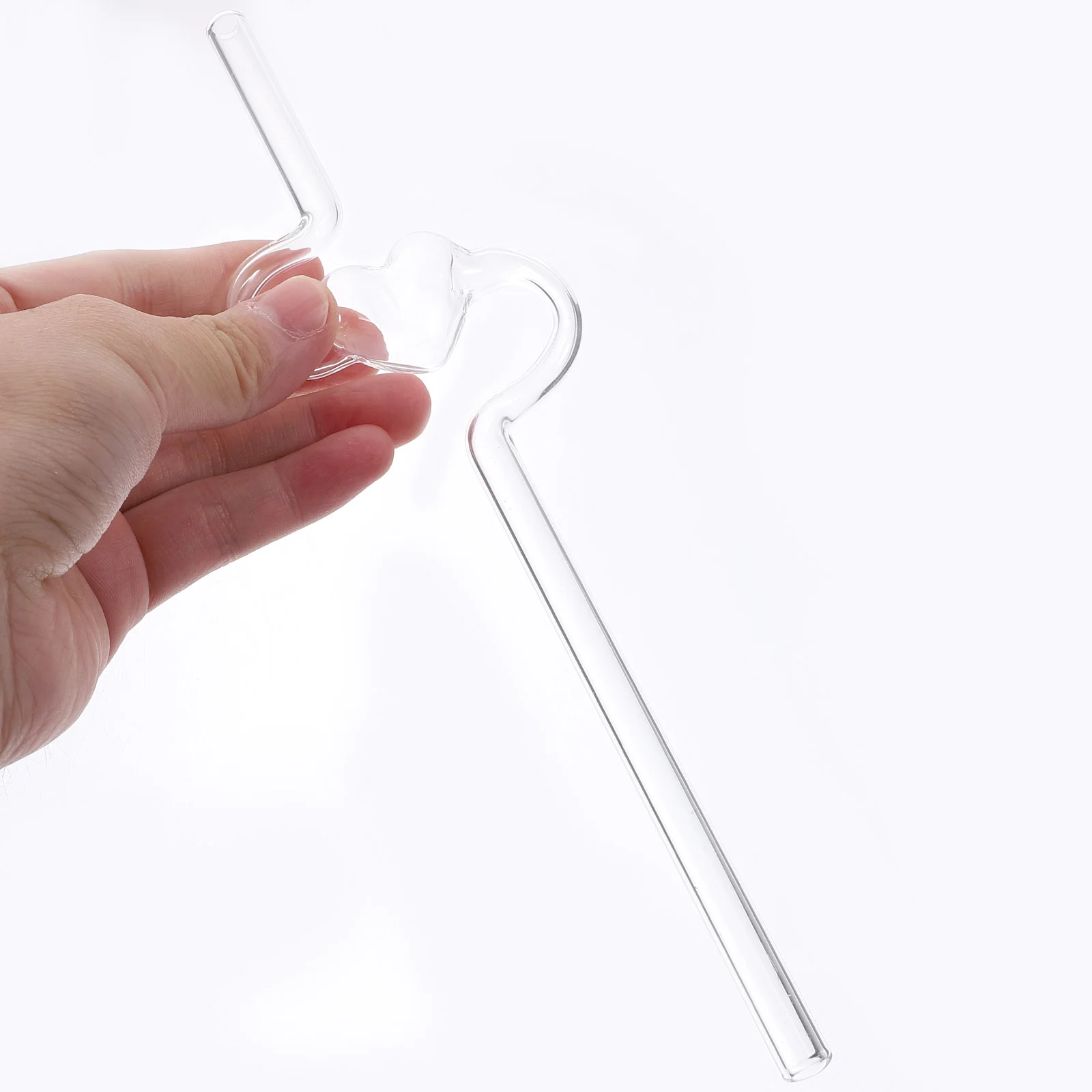 

2Pcs Clear Glass Straw Curved Reusable High Grade Borosilicate Drinking Pipe Strong Thermal Shock Resistant for Daily Home Use