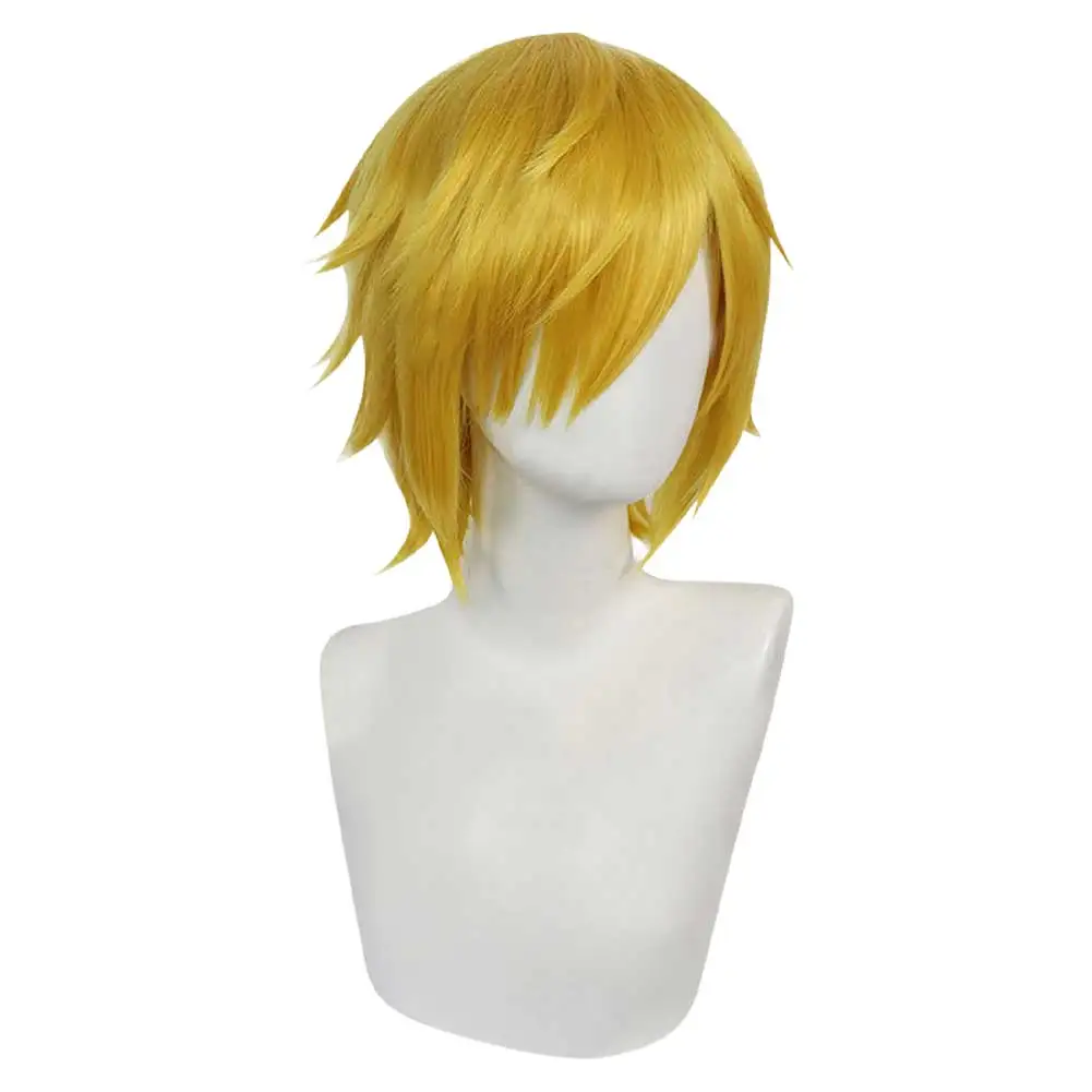 Anime Sanji Cosplay Wig Resistant Synthetic Hair for Men Adult Heat Carnival Halloween Carnival Party Gift Props