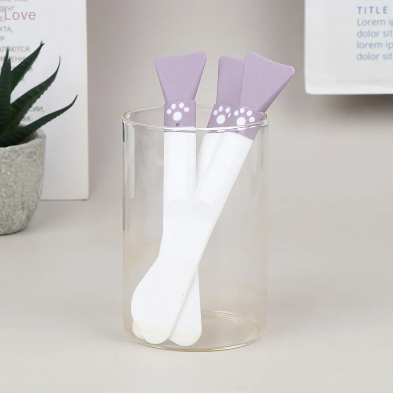 [L & P] 1 Uds. Cepillo de máscara de silicona con garra de gato, herramienta de belleza, ajuste de palo de máscara de doble cabeza, cuidado Facial suave