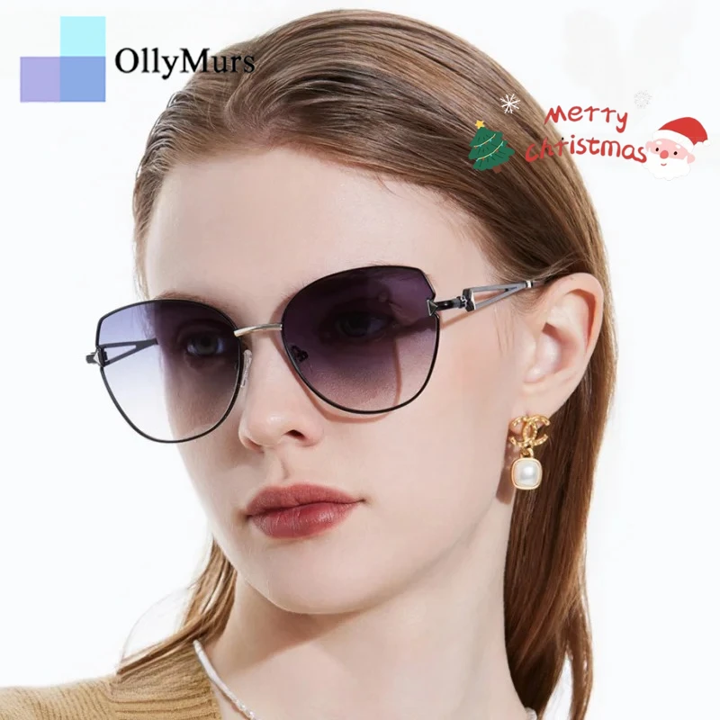 

OLLYMURS женские солнцезащитные очки без поляризации уличные винтажные дизайнерские солнцезащитные очки кошачий глаз брендовые сплав с градиентом UV400 33123
