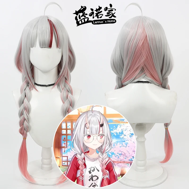

Virtual YouTube Vtuber Ayame Nakiri Cosplay Wig Halloween Carnival Party Props Synthetic Hair Heat Resistant Fiber + Wig Cap