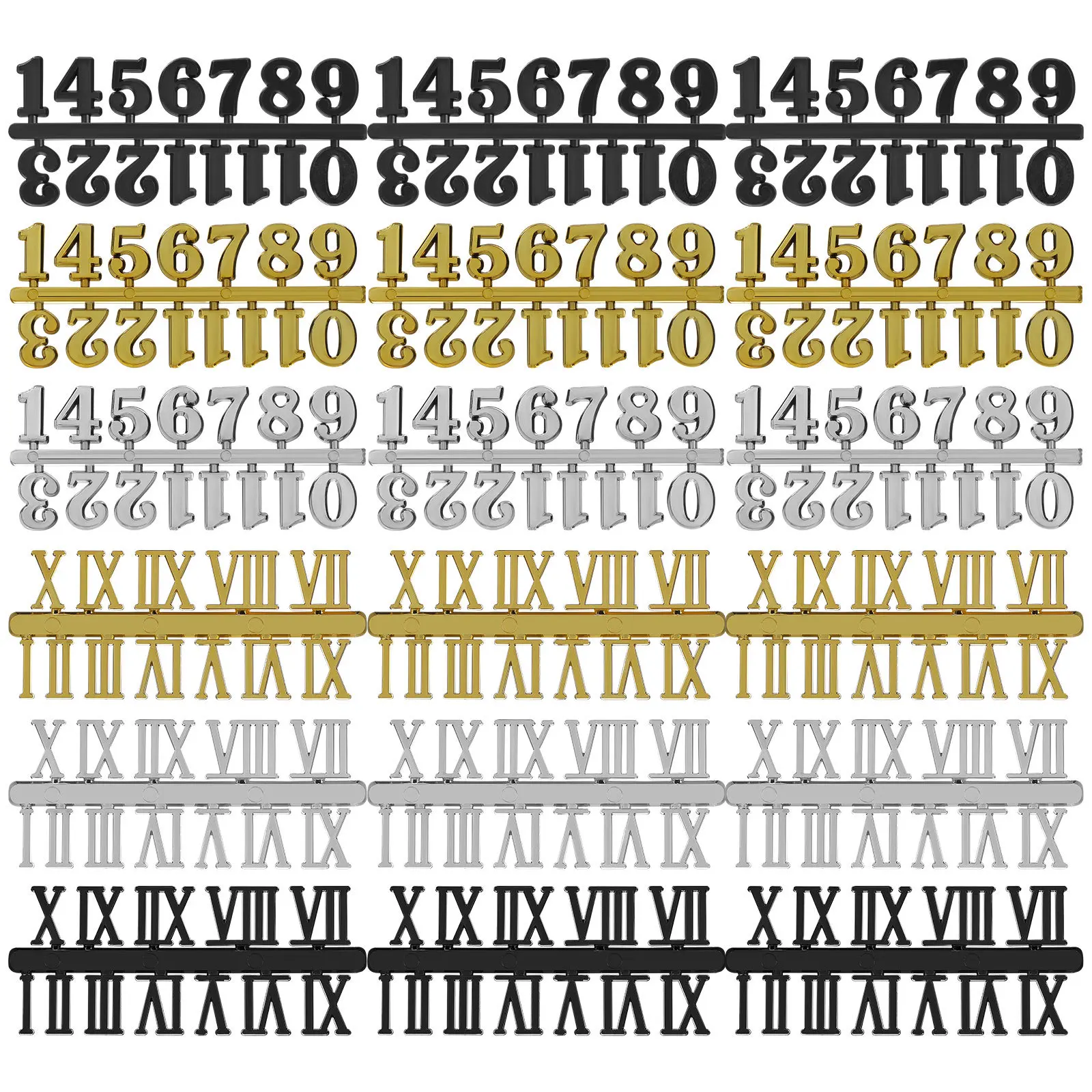 

18pcs Numerals Kit Creative Hanging Clock Diy Replacement Black Numbers For Wall Clock Repair Home Office Decoration Parts