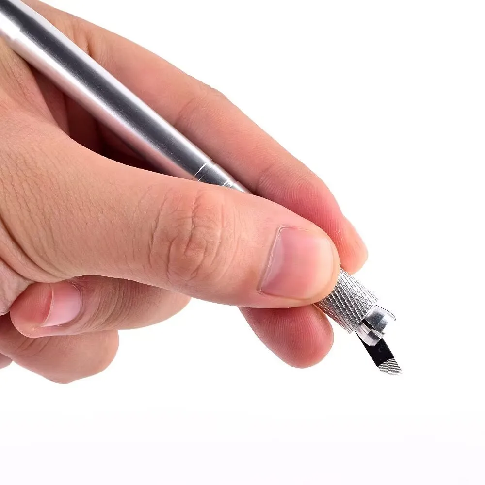 50 قطعة إبر Microblading السوداء PMU إبر الوشم شفرة ماكياج دائم 9Pin 12 14 16 U18 شفرات قلم الحاجب اليدوي