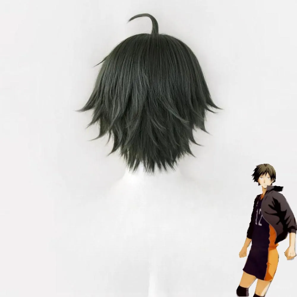 Volleyball Boys Yamaguchi Tadashi Cosplay Wig Realistic Scalp Coral Algae Color Unisex For Male And Female In 2D Style