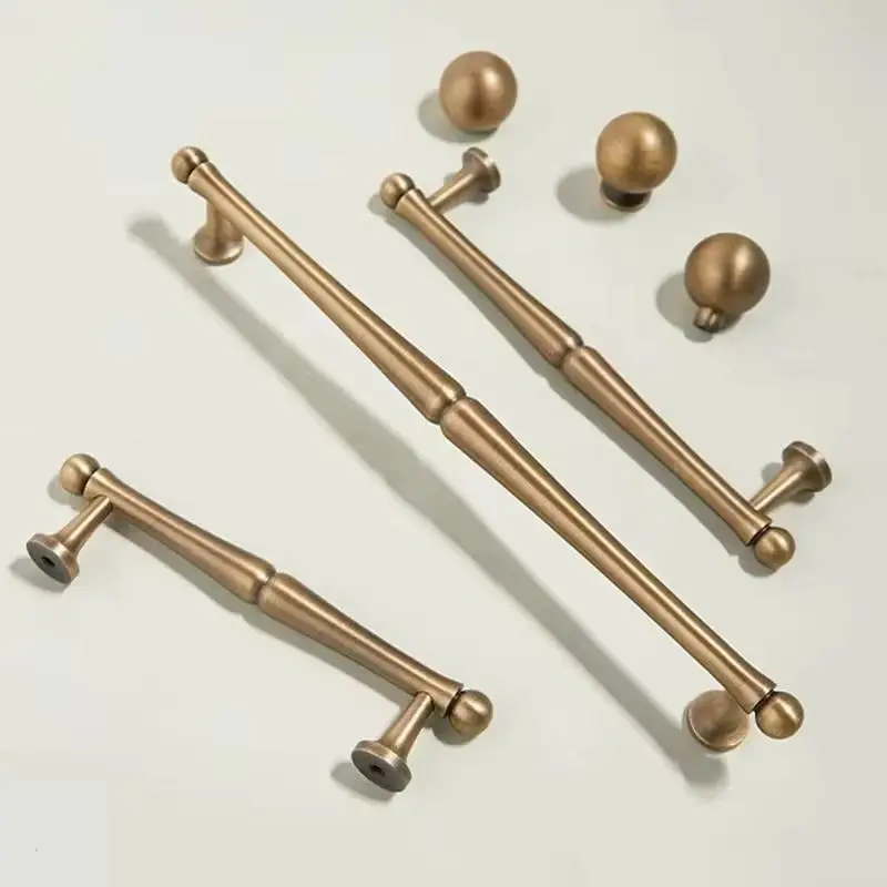 Retro 10PCS Solid Brass Antique Furniture Pulls Handles Drawer Knobs Cupboard Wardrobe Closet Dresser Wine Cabinet Pulls Knobs