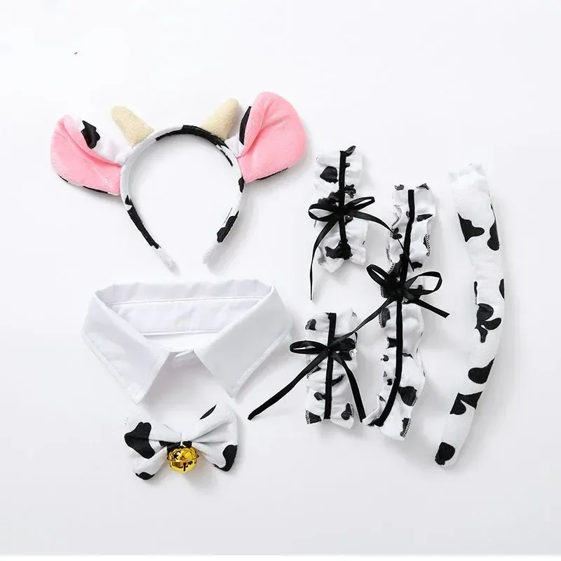 HN8 Anime Girls Maid Lencería Copa cuadrada Mini sujetador G-string Delantal Diadema Medias Bikini Mujeres Sexy Vaca de leche Cosplay Costo) 4Dc