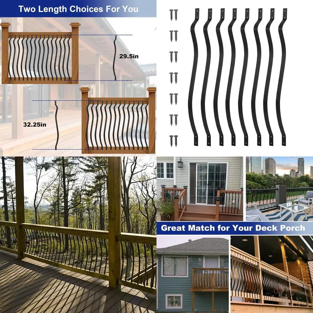 

Металлические балясины 32.25, волнообразный дизайн, уличные лестничные балясины с крепежом