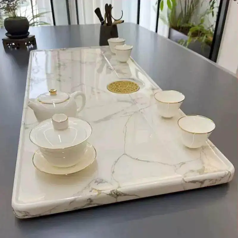 Accessories Tea Tray Gongfu Rectangular Ceramic Decorative Tea Tray On Table Large Kitchen porcelana para cozinha Tea Supplies