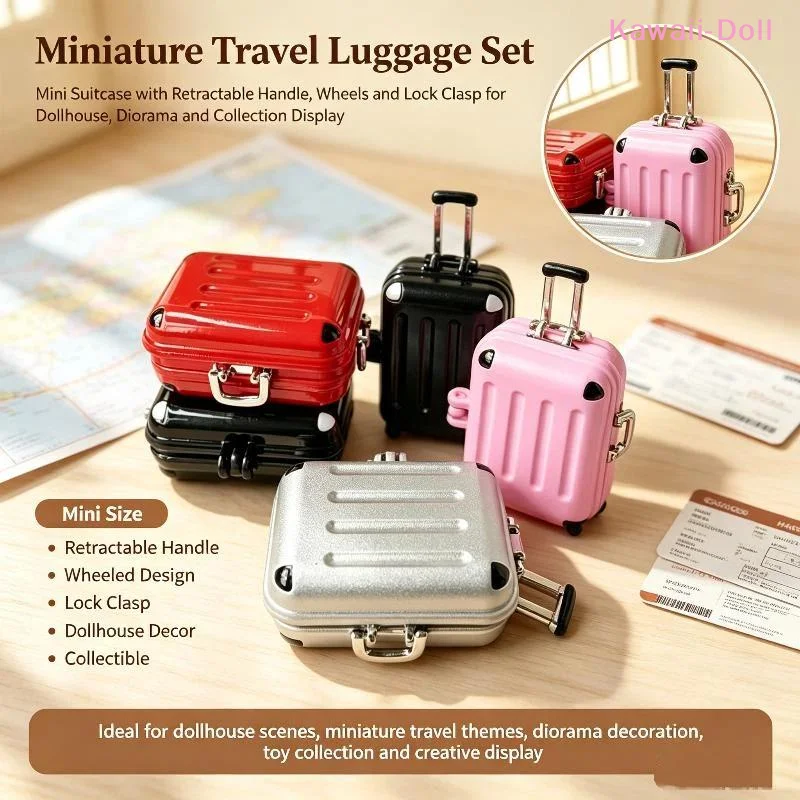 [DO]1Pcs 1:12 Scale Dollhouse Miniature Travel Luggage Box Suitcase Model Cute Home Decor Accessories Photography Props[DO]